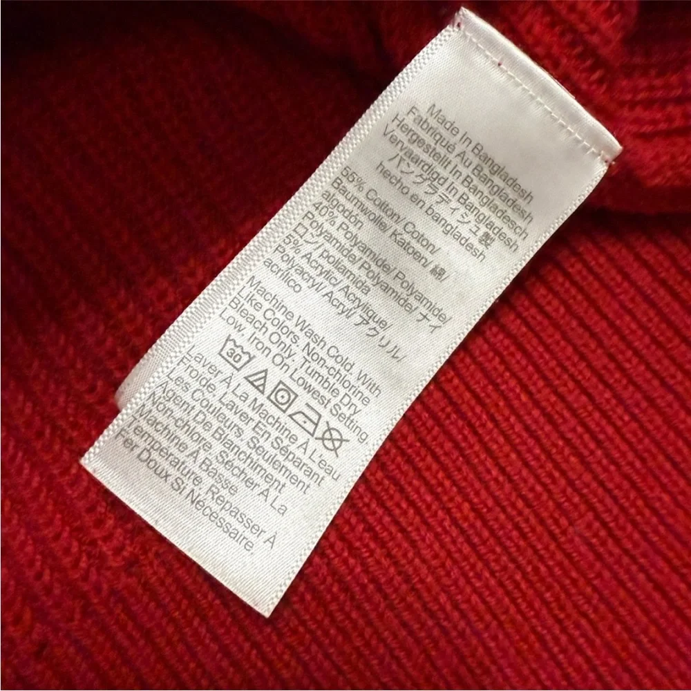 J.Crew Red Crewneck Sweater Gold Buttons J.Crew Factory Medium